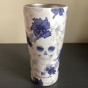 20oz HYDRAFLOW Blue Skulls and Hibiscus Tumbler, triple insulated BPA Free